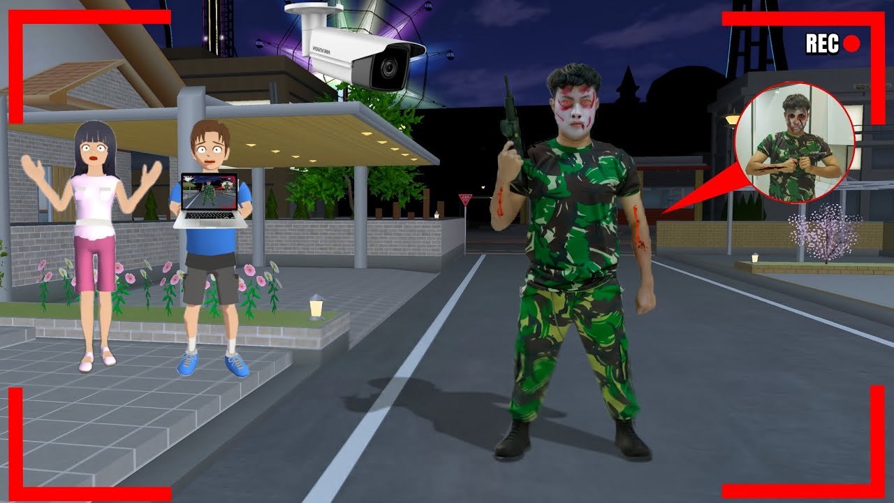 Yuta Mio panik CCTV menangkap HANTU TENTARA  menyerang mereka 😱|sakura school simulator 