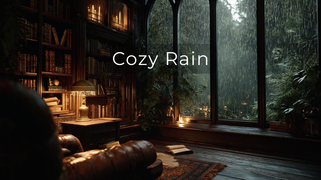 Rainy Jazz Library: Cozy Rain & Slow Piano Music 🌧️