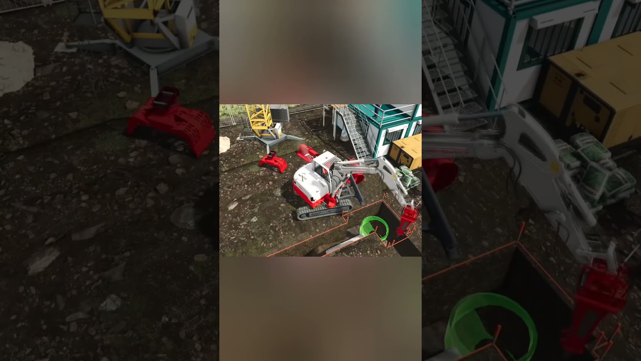 Trench excavation breaking rocks with hydraulic hammer on the Takeuchi TB 290-2 #fs25 #ls25 #fs25mod
