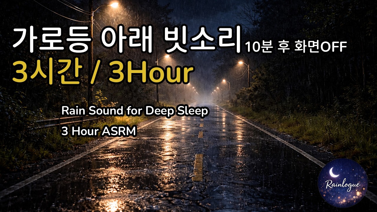 폭우 내리는 시골 밤 도로 3시간 │ 몰입형 빗소리 ASMR│ Night Rain 3H