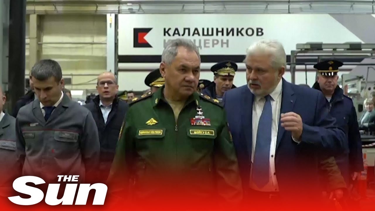 Russia's Sergei Shoigu inspects Kalashnikov weapons production plant