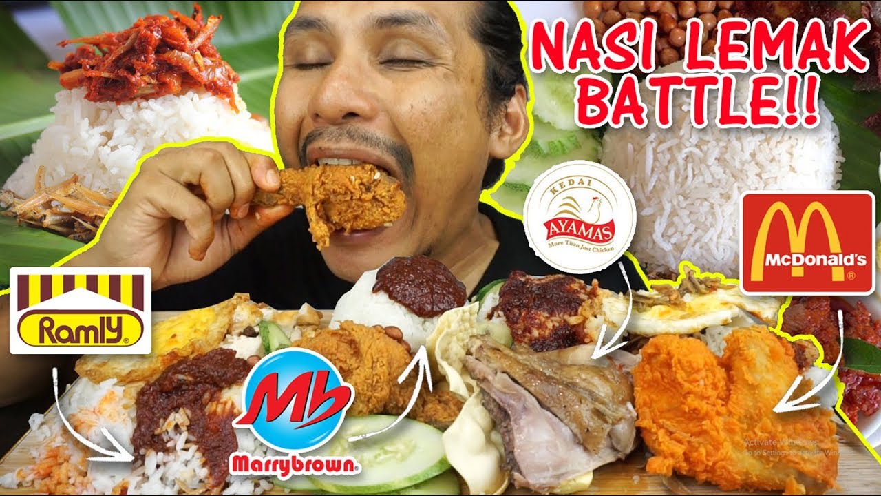 sedap sangat ke NASI LEMAK DEKAT MCDONALDS ni? (mukbang malaysia) RAMLY MARRYBROWN KEDAI AYAMAS