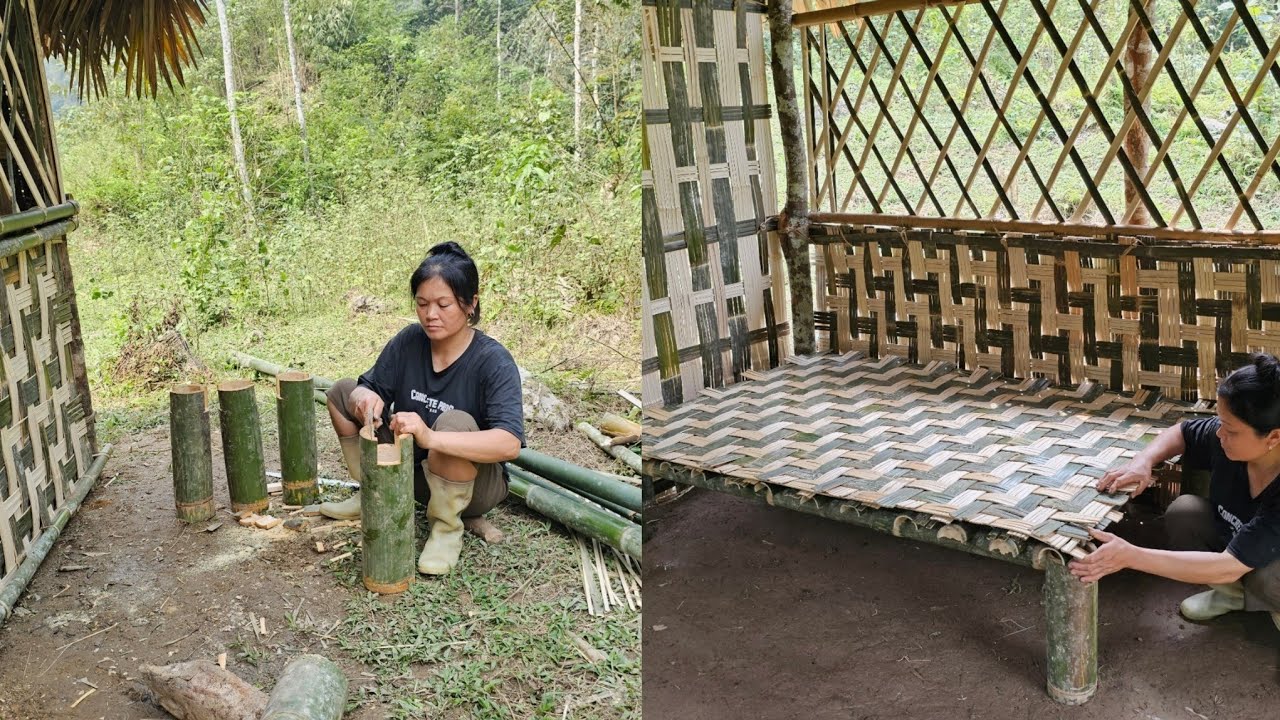 Make a small bed out of bamboo in the mountains and forests | Ph&ugrave;ng thị n&aacute;i