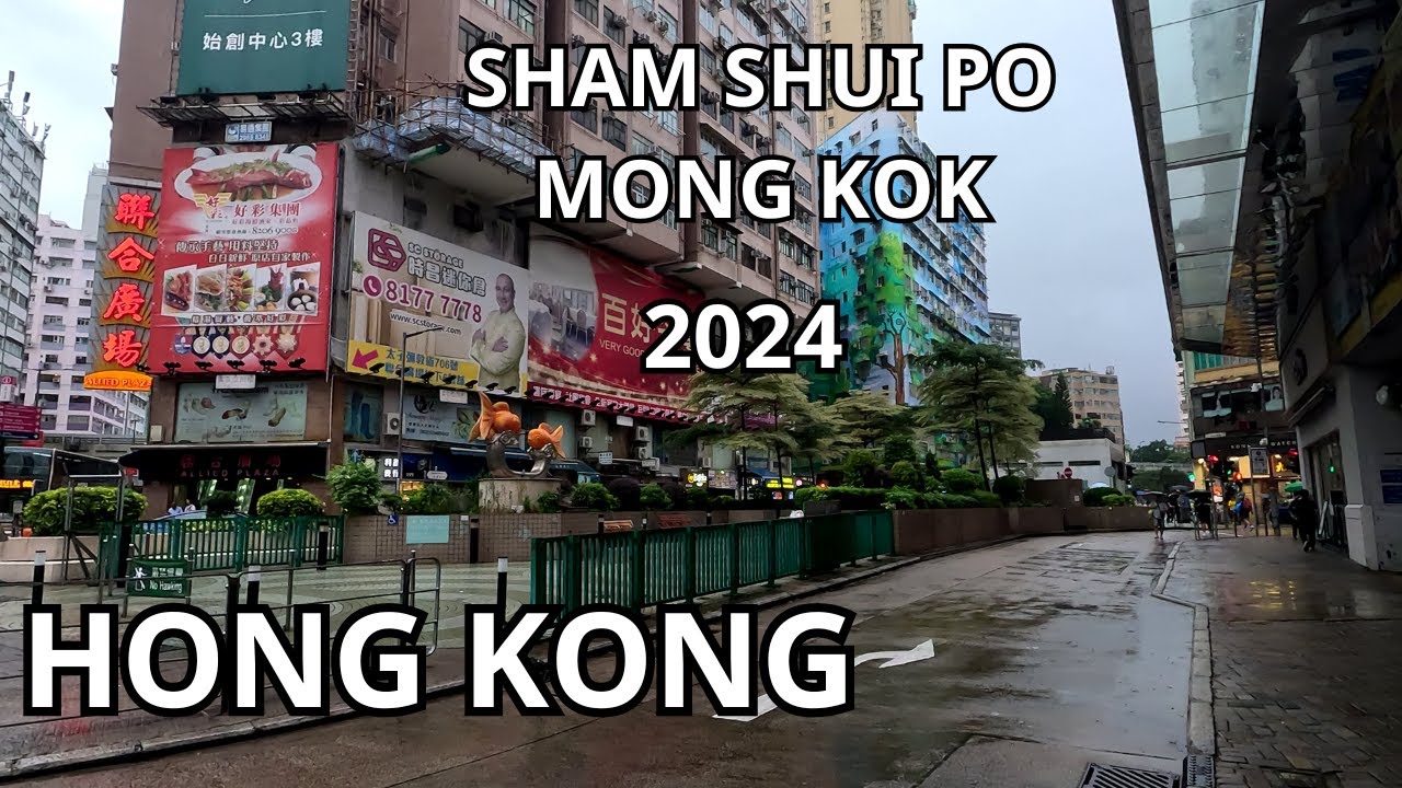 HEAVY RAIN WALK FROM SHAM SHUI PO TO MONG KOK STREET DAY TOUR HONG KONG RAIN STREET TOUR SEP 2024