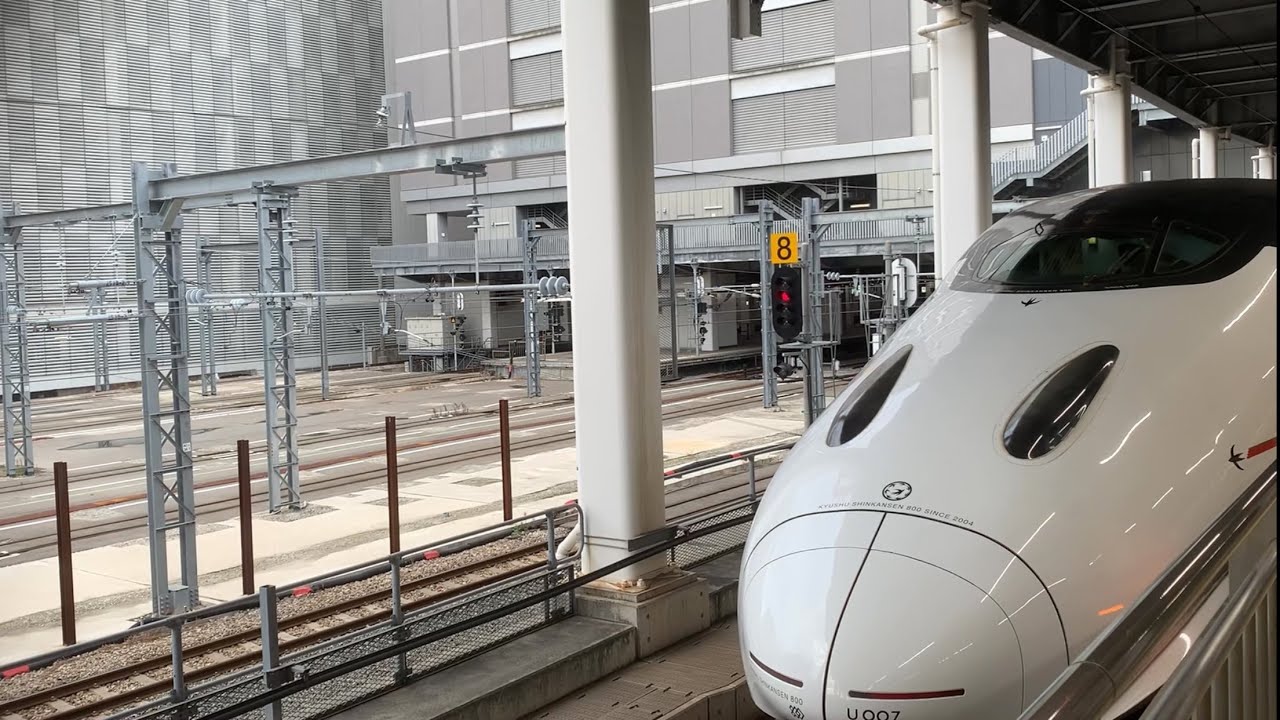 九州新幹線800系1000番台U007編成（新800系）車窓！区間は筑後船小屋駅→博多駅まで乗っていきます。筑後船小屋駅のホームを少しだけみて回ります。