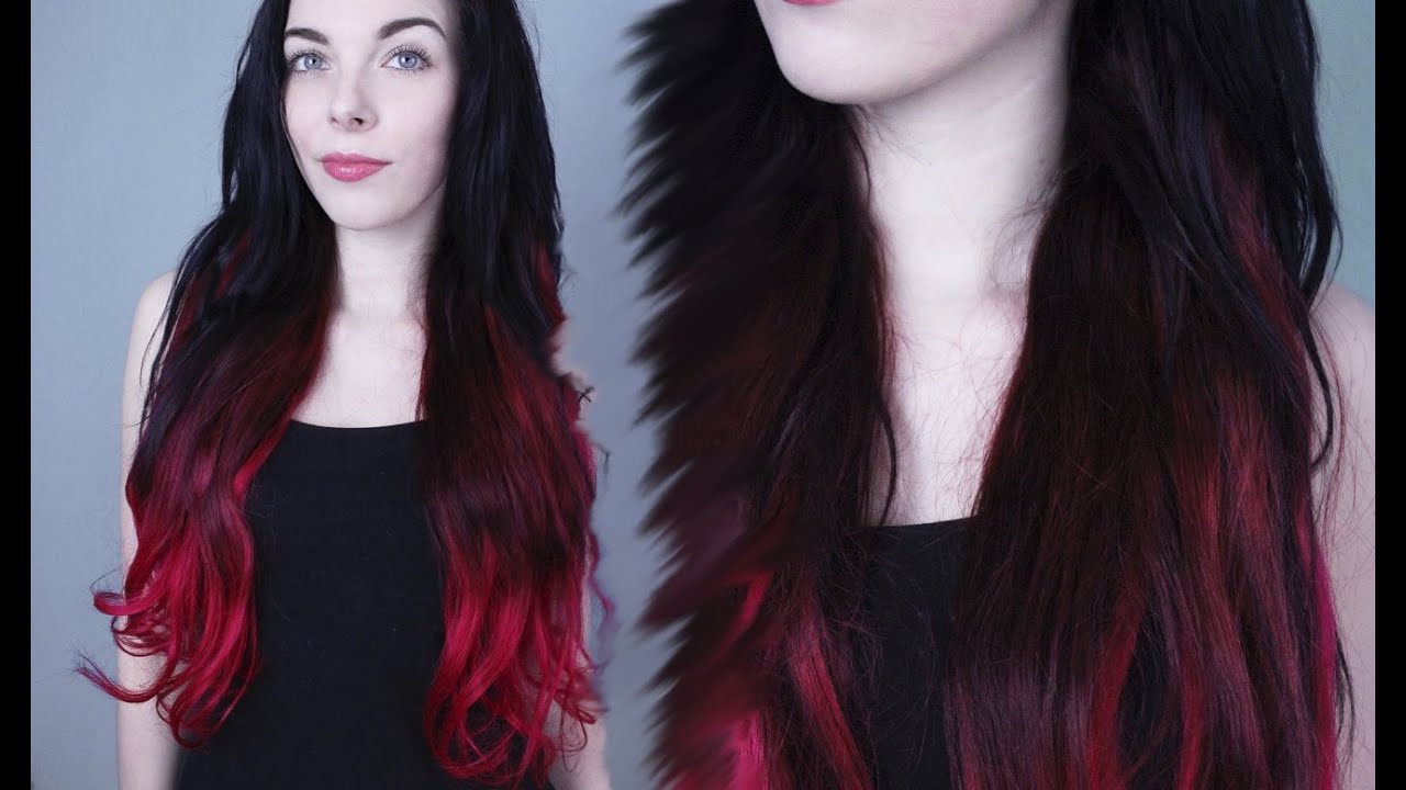 Directions auf BRAUNEM HAAR - Schwarz/Lila Rot Pink Ombre