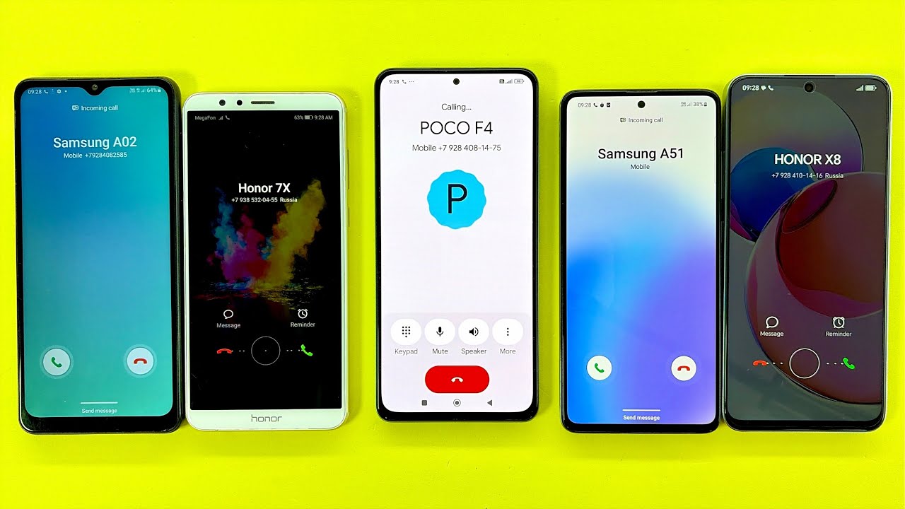 POCO F4 calling Samsung A02 Vs Samsung A51 | Honor 7X Vs Honor X8 Incoming Outgoing Calls 