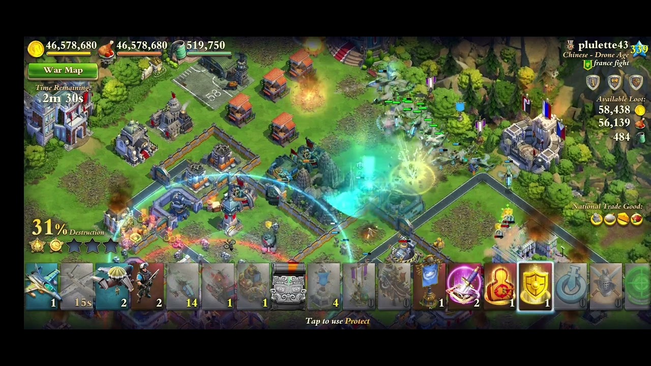DomiNations War Attack lvl 396 vs lvl 339
