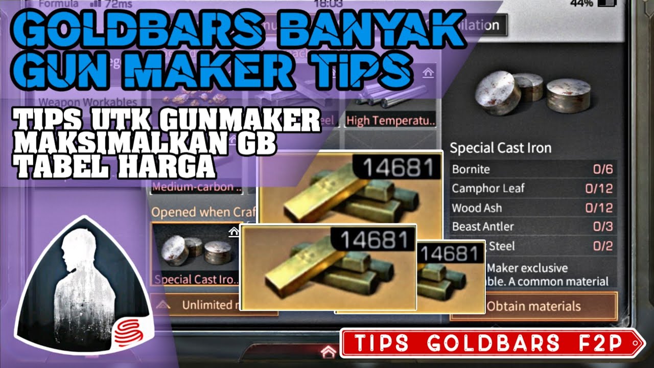 JOB DENGAN BANYAK GOLDBARS — GUNMAKER • LIFEAFTER MOBILE