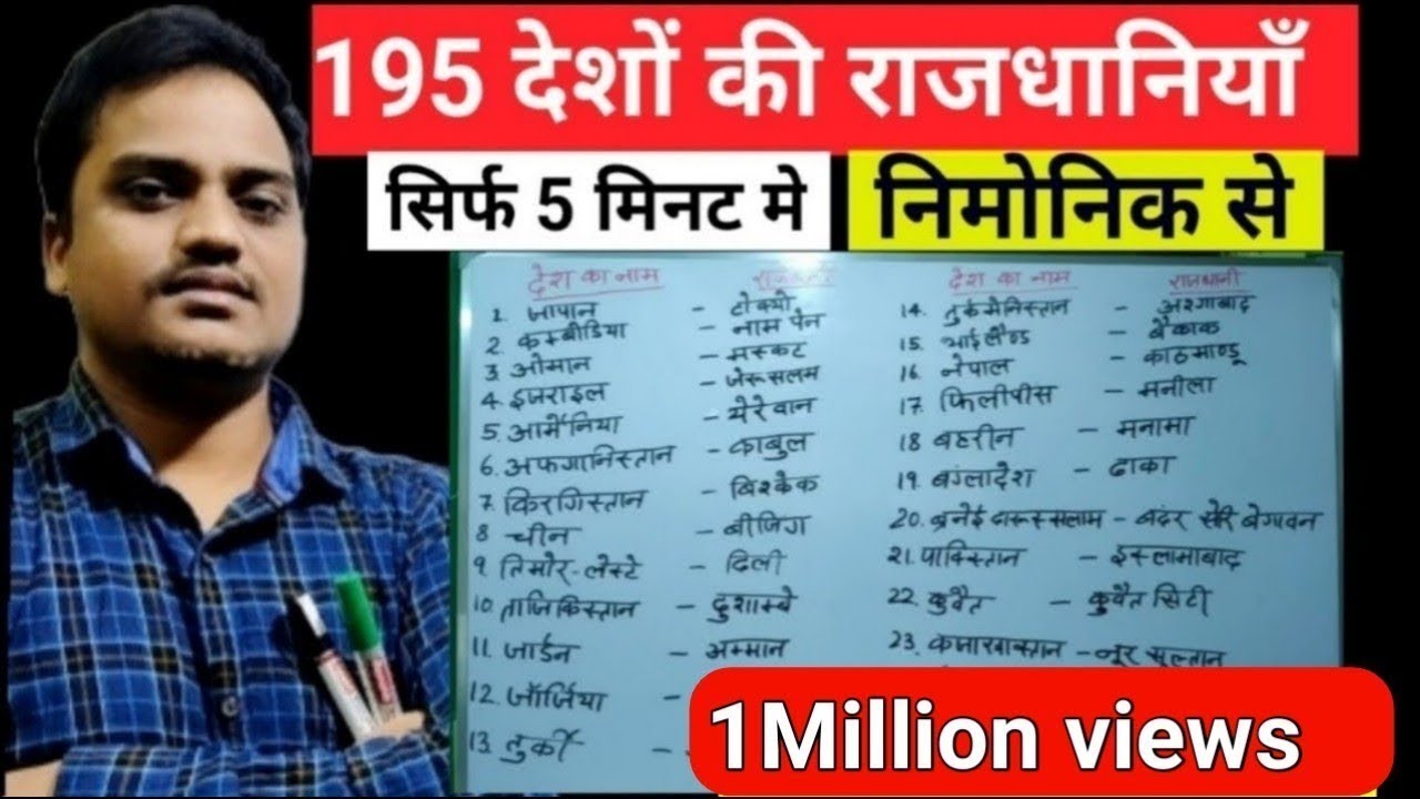 195 देशों की राजधानियाँ / सिर्फ 5 मिनट मे