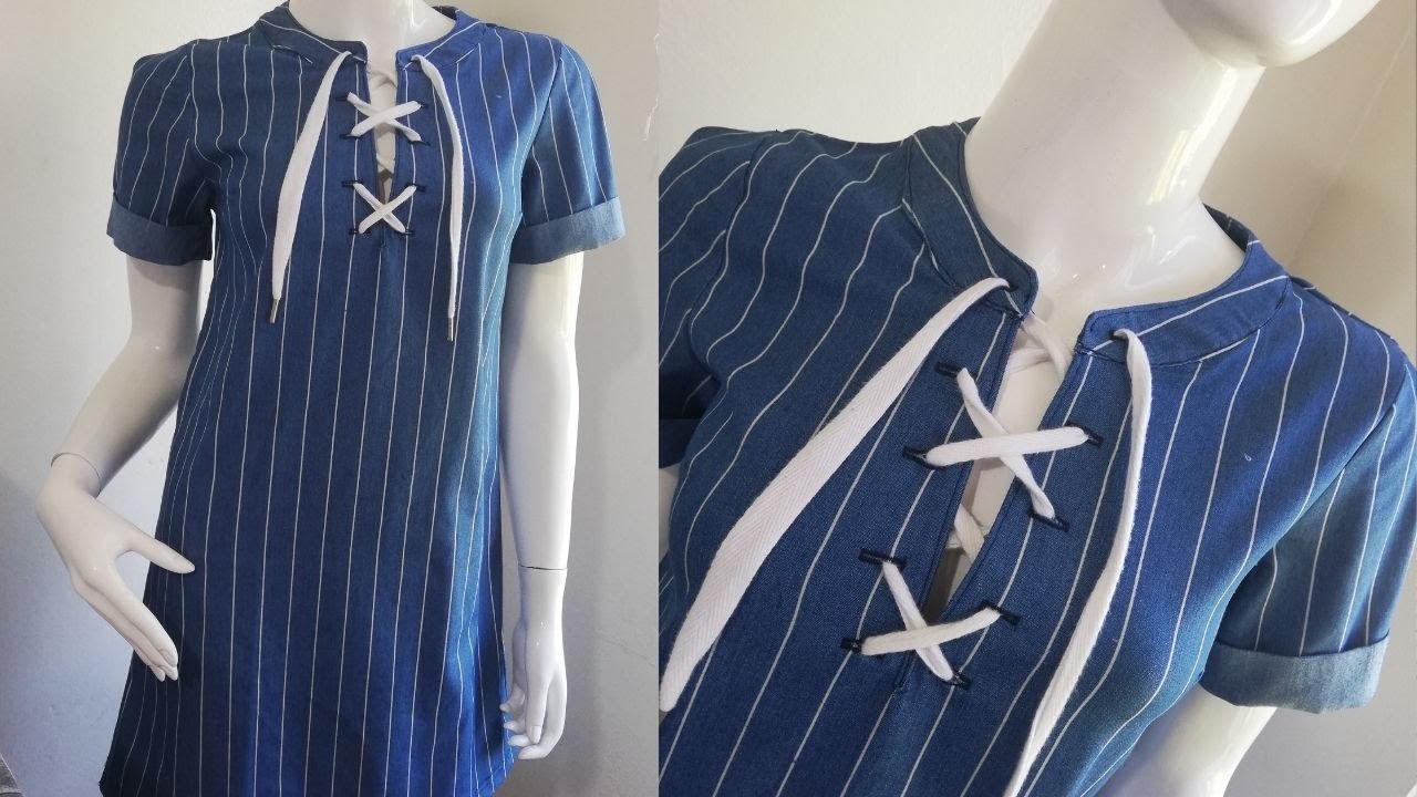 COMO HACER UN VESTIDO FÁCIL estilo camisero, cuello chino paso a paso