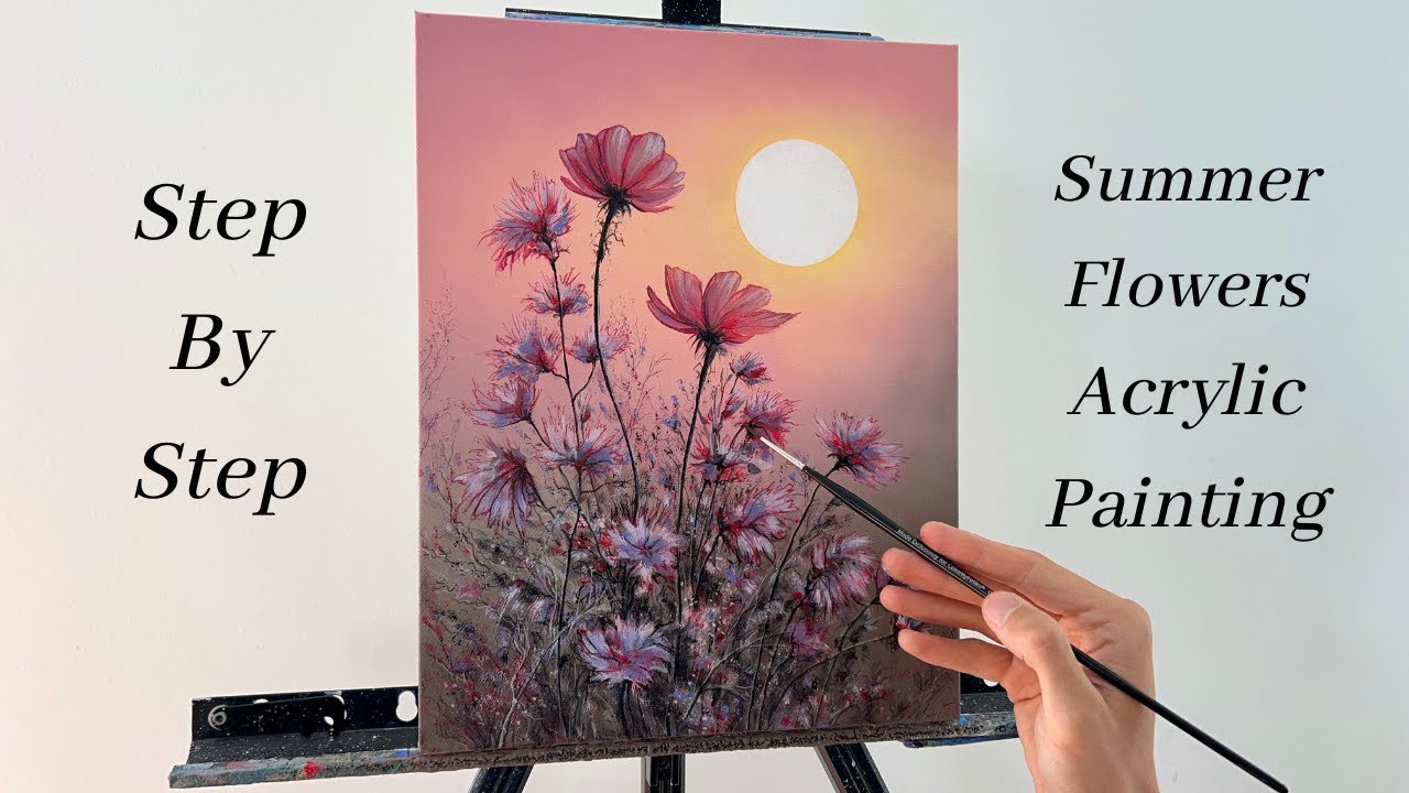 How to PAINT Summer Flowers | ACRYLIC PAINTING