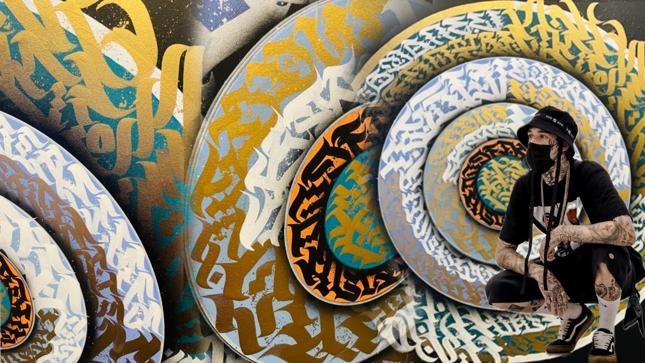 BURNZY ART 🔥🔥🔥 Creating step by step CALLIGRAFFITI disc, using molowtow paint, pastel colours 🌪️🌪️🌪️