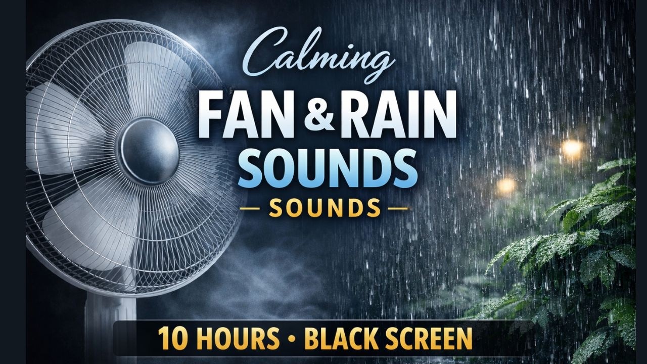 Fan Noise & Rain Sounds for Sleep | 10 Hours | Black Screen