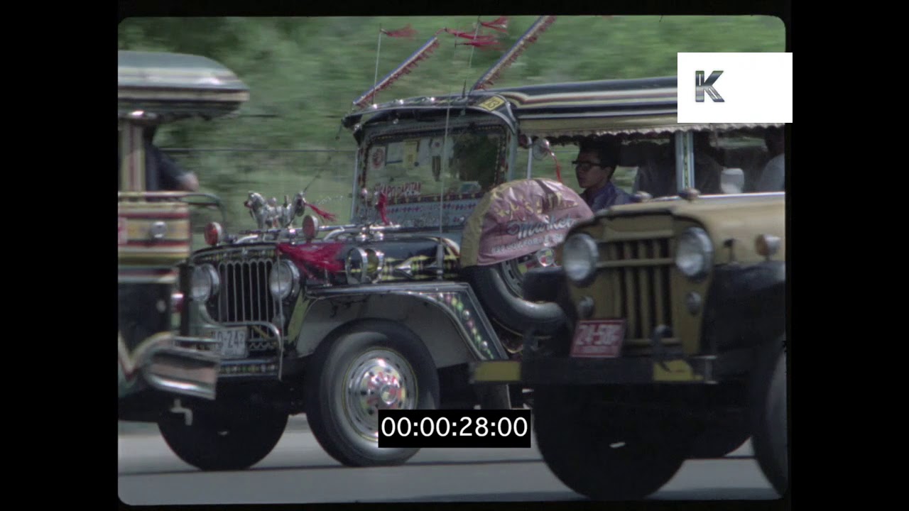 Jeepneys, Traffic in 1970s Manila, Philippines, 35MM