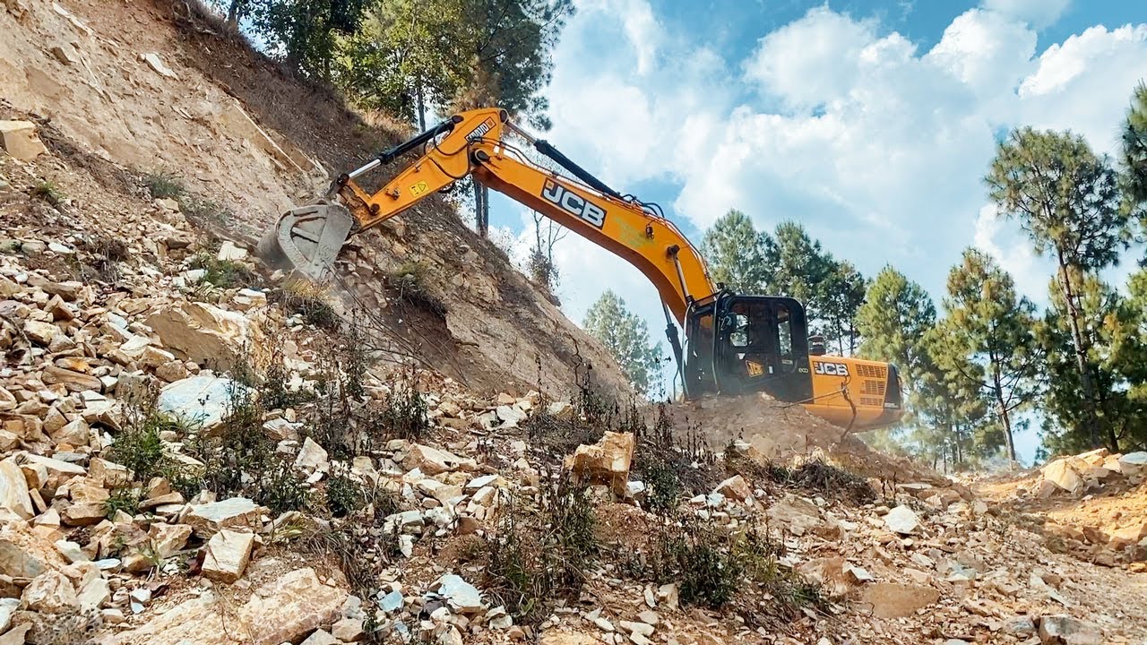 Skillful JCB Excavator Clearing Landslide | Building New Mountain Road
