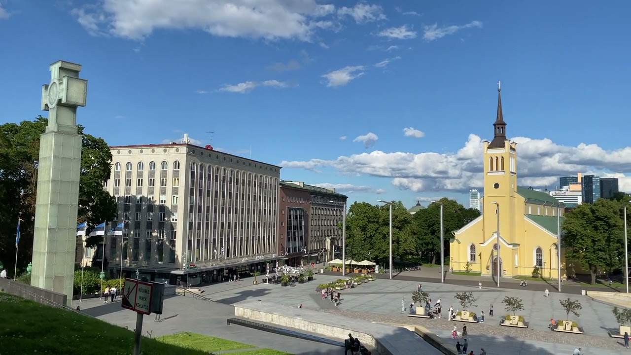Aerial View of St. John Church at Freedom Square Tallinn