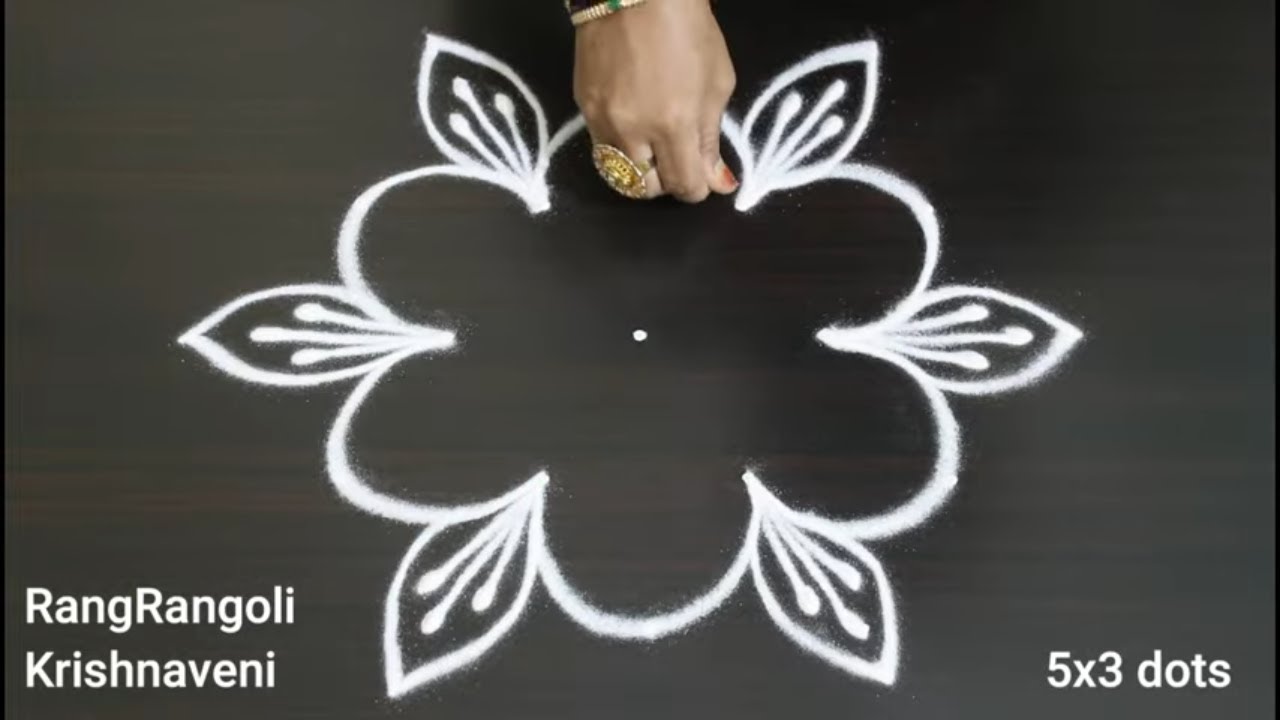 Vijayadasami Muggulu🌺5x3 dots Dussehra Rangoli🌺Festival Kolam🌺RangRagoli Krishnaveni