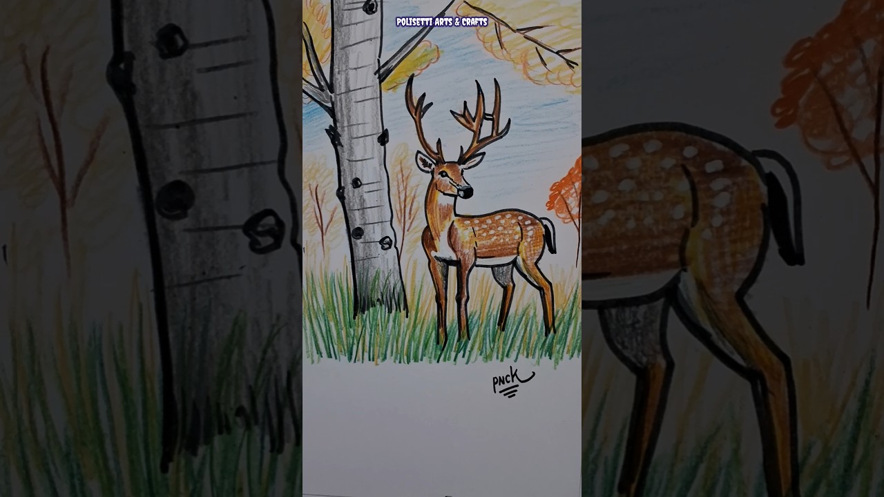 How to Draw a Deer in Jungle #trending #shorts #ytshorts #youtubeshorts #shortvideo #viralvideo