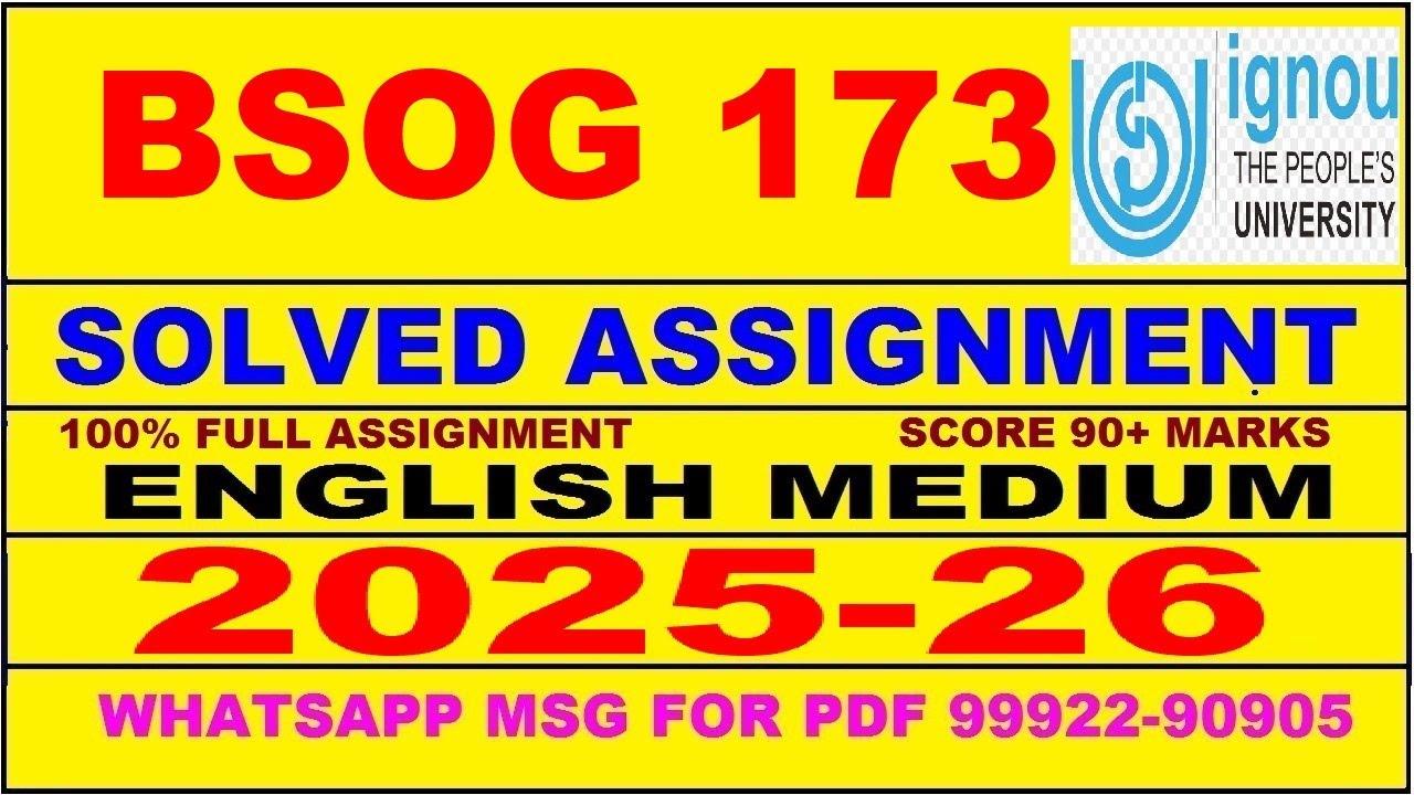 BSOG 173 solved assignment 2025-26 in English || bsog 173 solved assignment 2026 || bsog173 2025-26