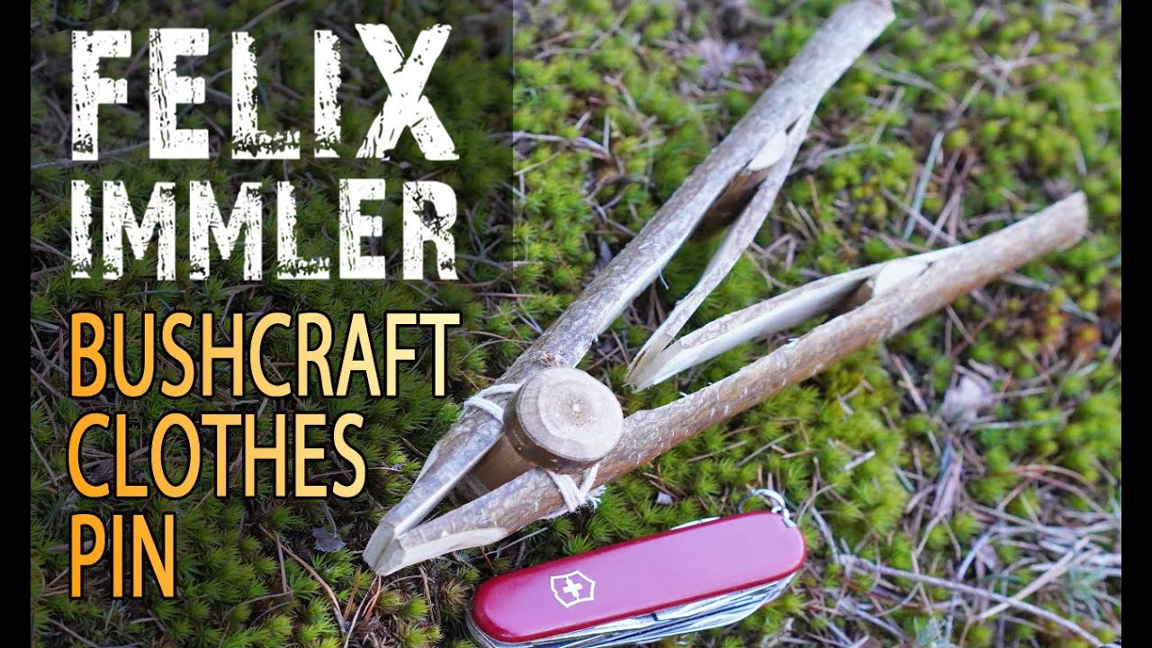 DIY Clothes Pin / Clothes Peg / Clamp - New invented concept with wooden springs - Bushcraft Camping