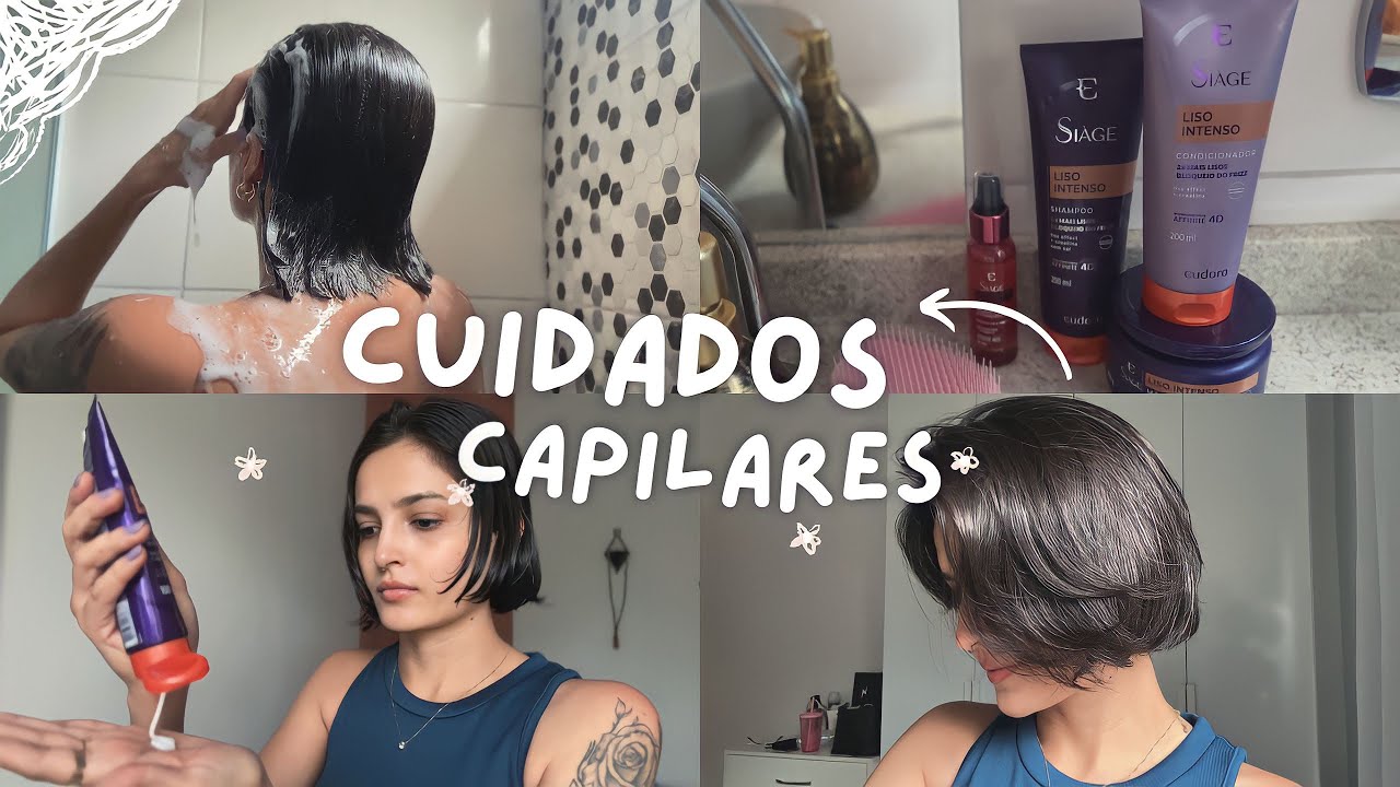 Um dia de cuidados com meu CABELO CURTO | super liso sem chapinha