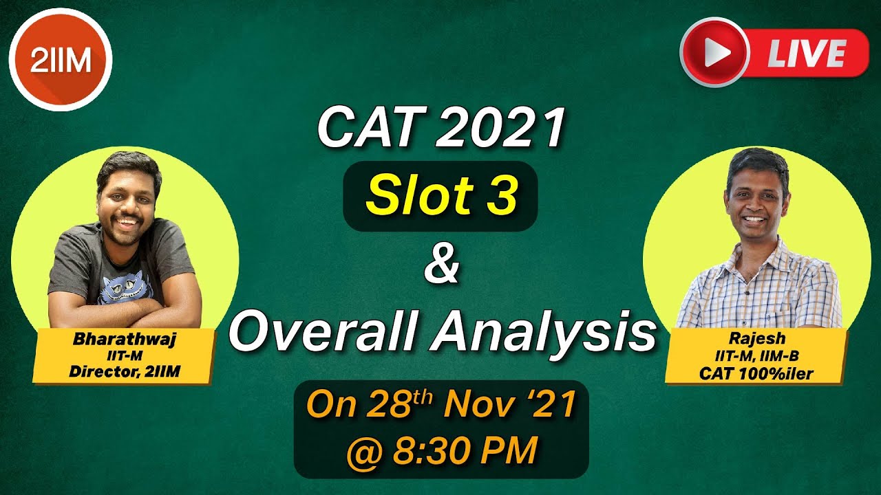 CAT 2021 Slot 3 and Overall Analysis |  2IIM CAT Prep