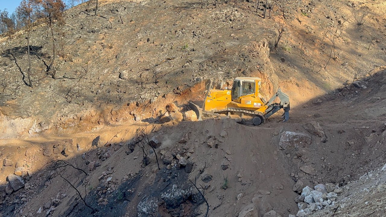 Liebherr 744 dozer working in rocky forest terrain #bulldozer #liebherr #dozer 