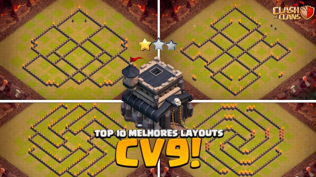 MELHORES LAYOUTS CV9 PARA FARM, PUSH E GUERRA NO CLASH OF CLANS!