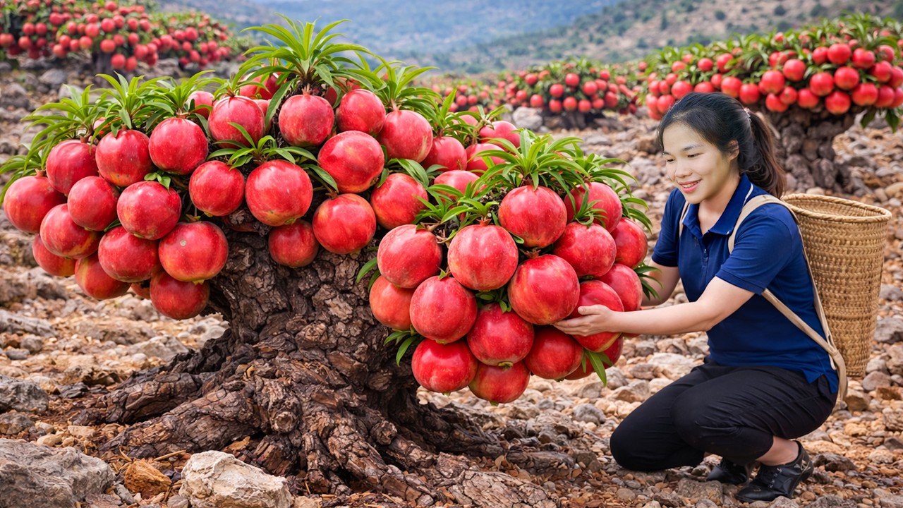 Harvesting Many Ripe Red Pomegranates & Selling at the Rural Market | Simple Rural Girl Life