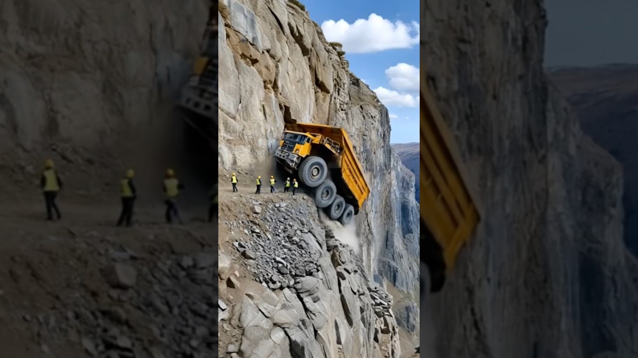 Mining Truck FAILS Climb, Falls Into Ravine! #shorts