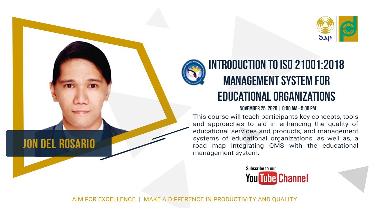 Introduction to ISO 21001:2018 Management System for  Educational Organizations