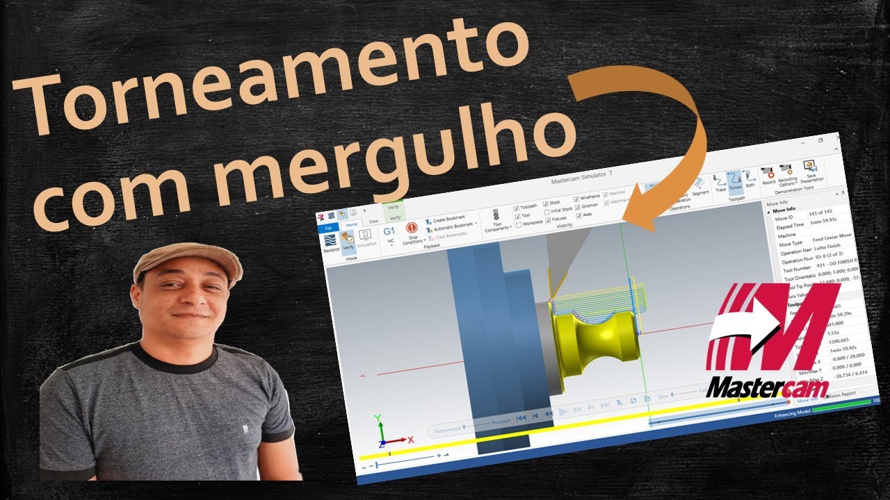 Mastercam2021-Torneamento com Mergulho no Mastercam