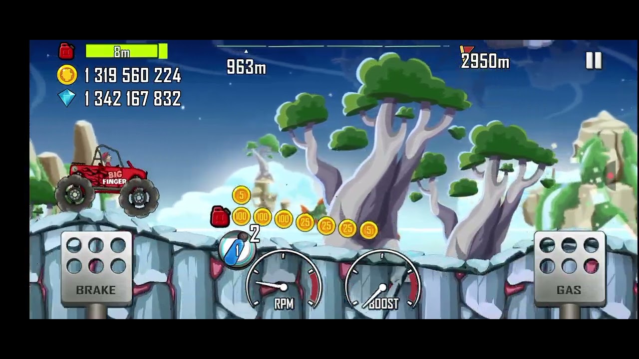 Играю hill climb racing