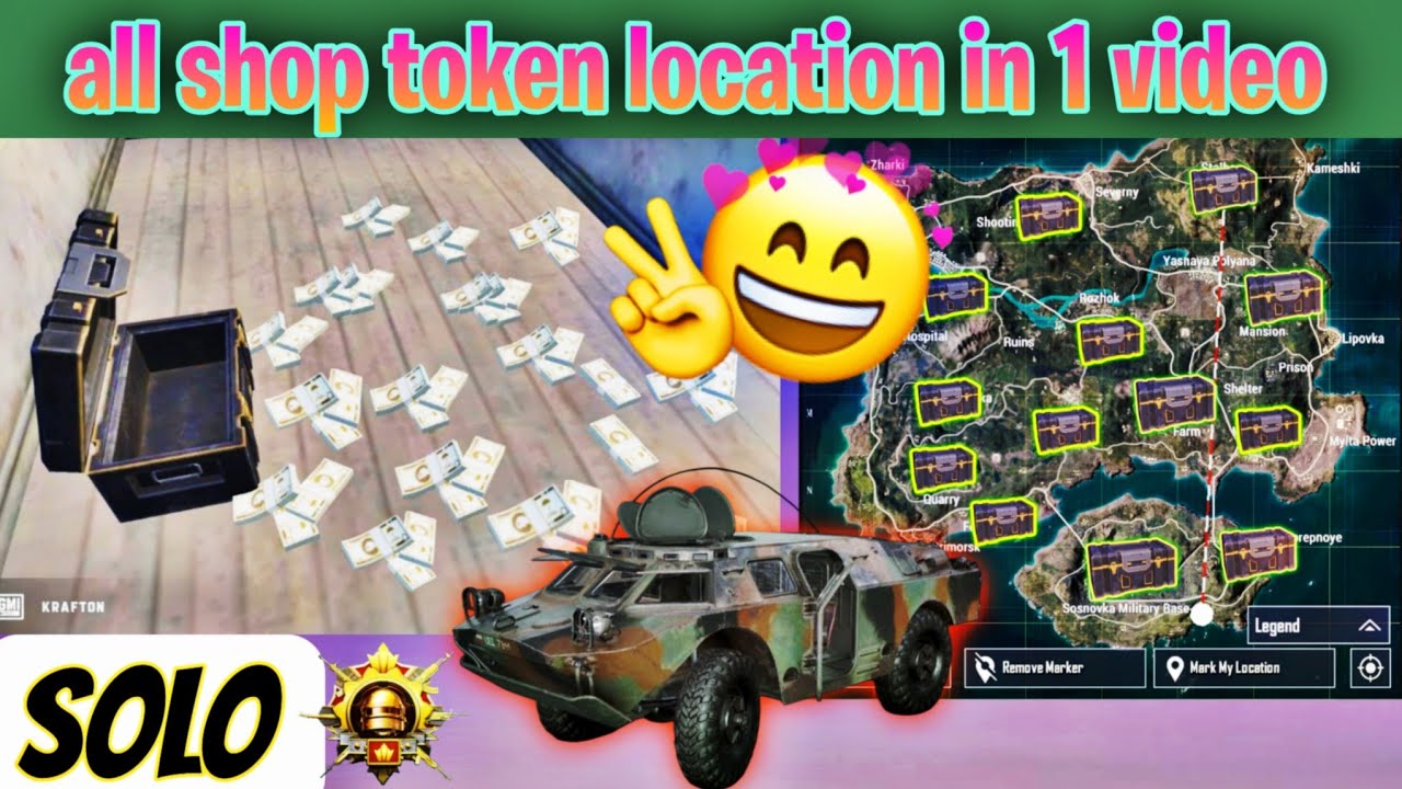 Erangle all shop token location in only one video 🔥 how to find secret shop token location