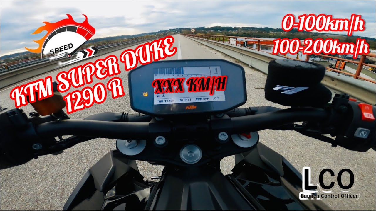Ktm super duke 1290 R launch control acceleration top speed 0-100/ 100-200km/h sound akraprovic