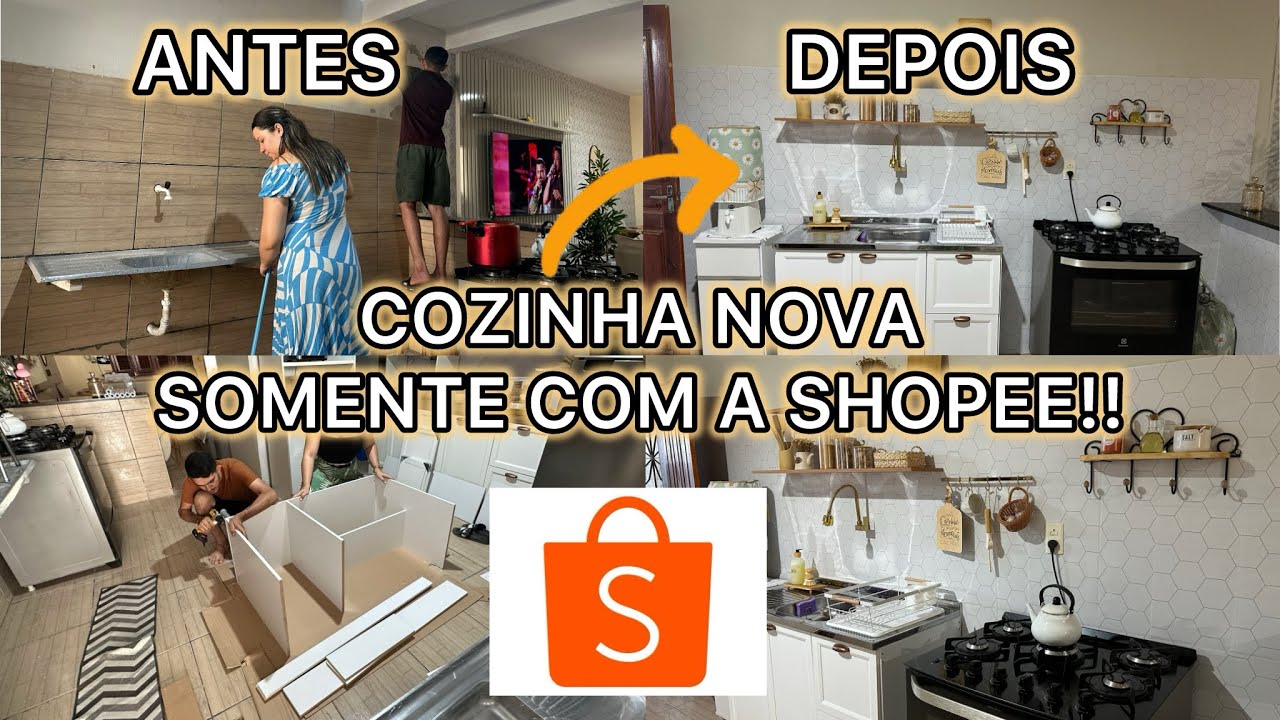 TRANSFORMEI MINHA COZINHA COM ITENS DA SHOPEE🧡 - FICOU INACREDITÁVEL!! VITÓRIA PORTELA 