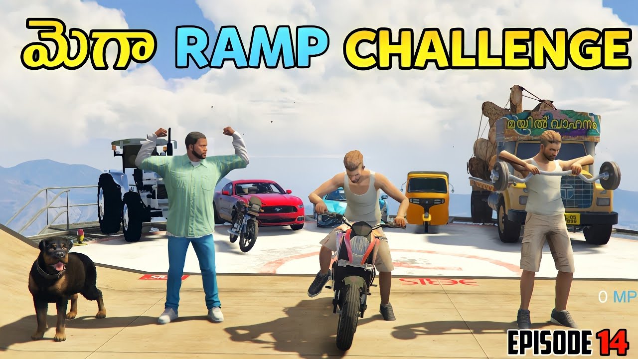 Mega  Ramp Challenge In Gta x Freefire | Gta 5 In Telugu | Episode 14