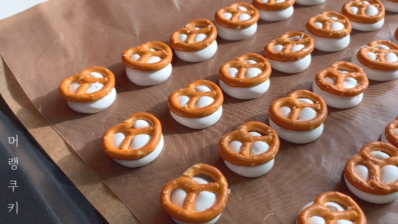 [홈베이킹] 프레첼 머랭쿠키 만들기 🥨 / Meringue cookies