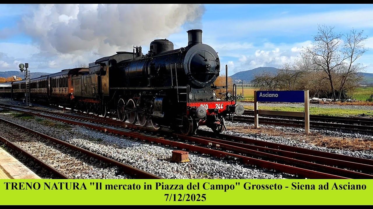 Treno storico Grosseto Siena ad Asciano con 740 244 a vapore