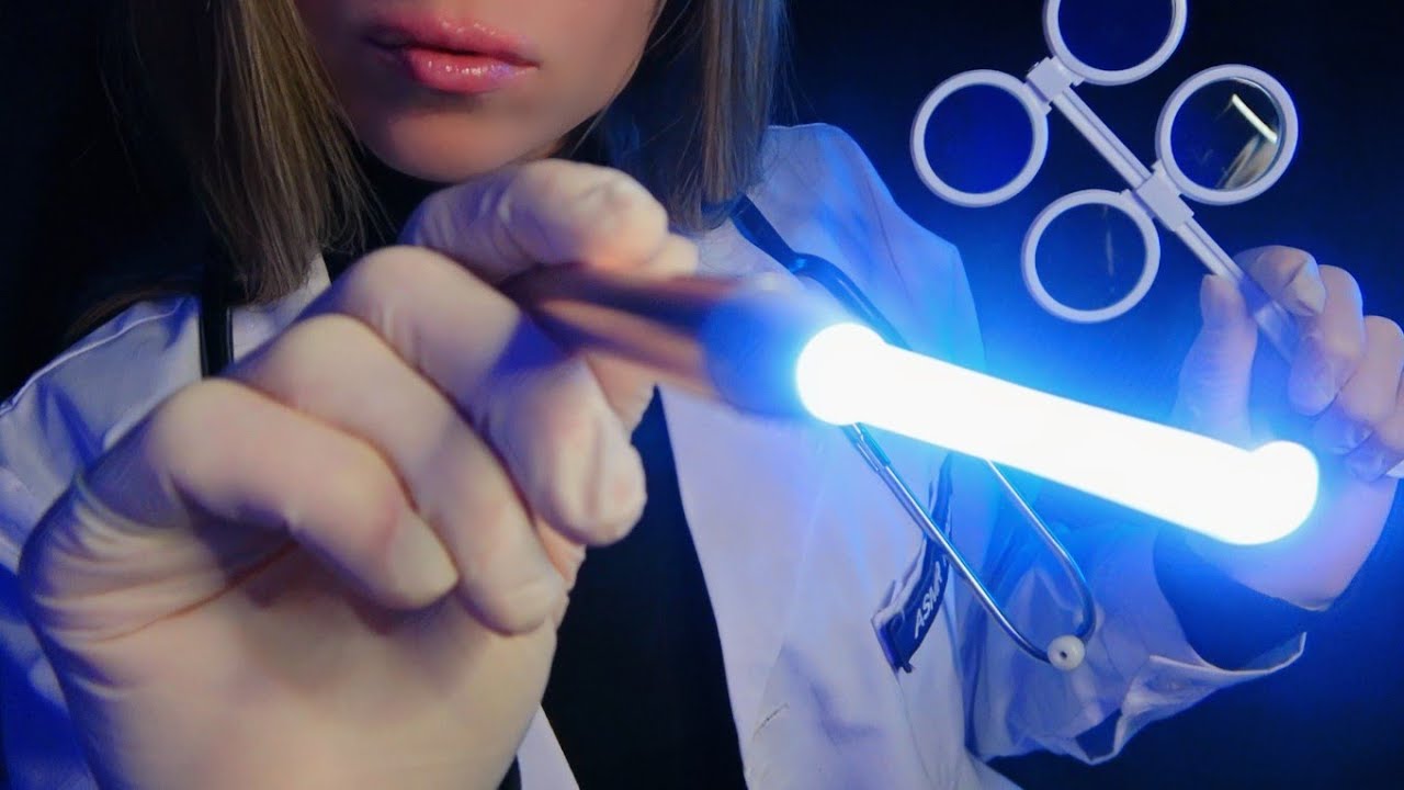 ASMR Cranial Nerve Exam in Dark Room (Eye Exam, Ear Cleaning, Sleep Clinic, Face Exam, Doctor RP)