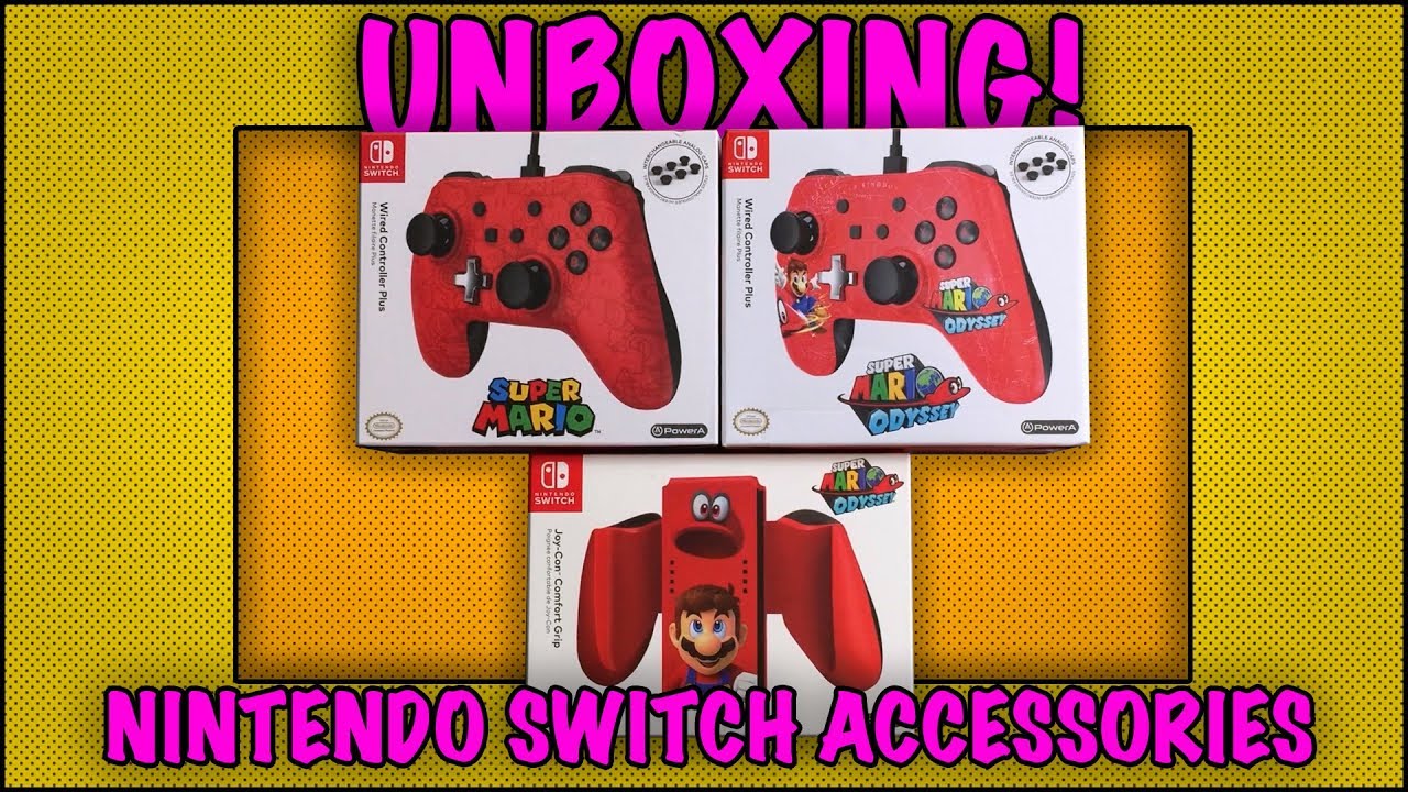 UNBOXING! Nintendo Super Mario Odyssey Switch Accessories  - PowerA Controllers and Grip