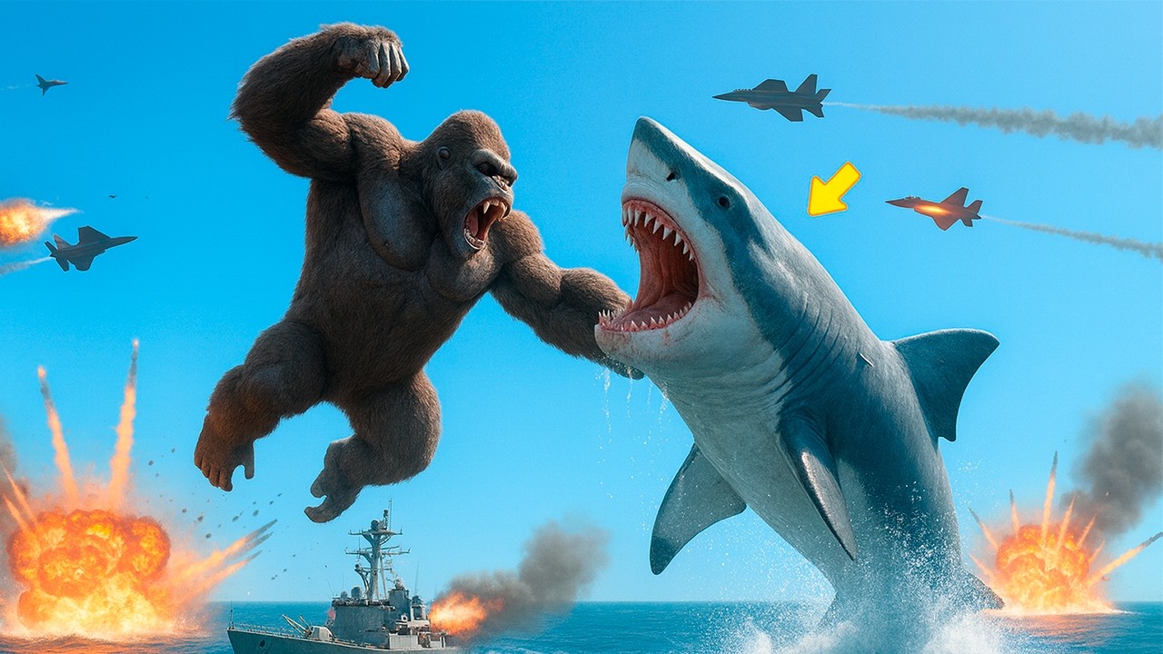 King Kong vs Megalodon | The Epic Sea Battle of Titans