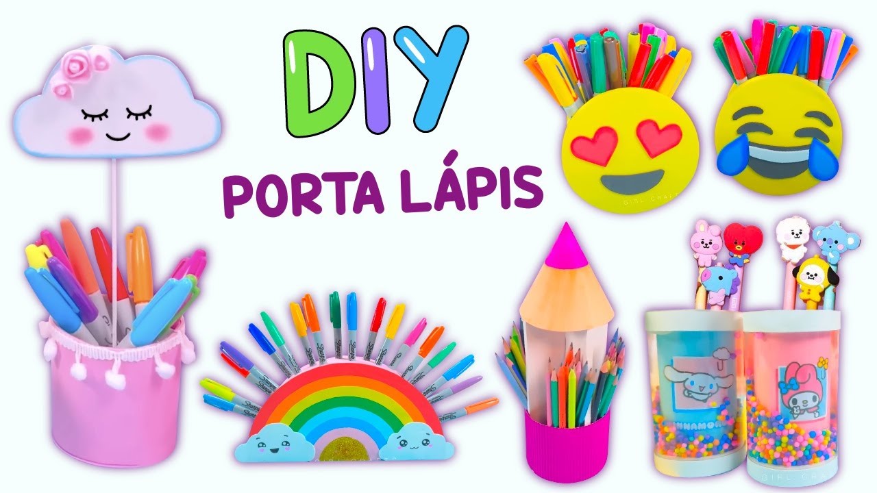 8 IDEIAS DE PORTA LÁPIS DIY - COMO FAZER PORTA LÁPIS COM PAPELÃO USADO