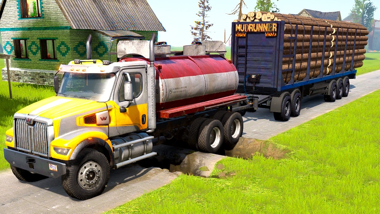 Dump Truck vs Extreme Broken Road with Speed Bumps | Spintires: Mudrunner Gameplay P231