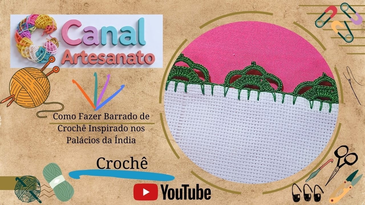 Como Fazer Barrado de Crochê Inspirado nos Palácios da Índia#crochet #barradofacil #barradoemcroche