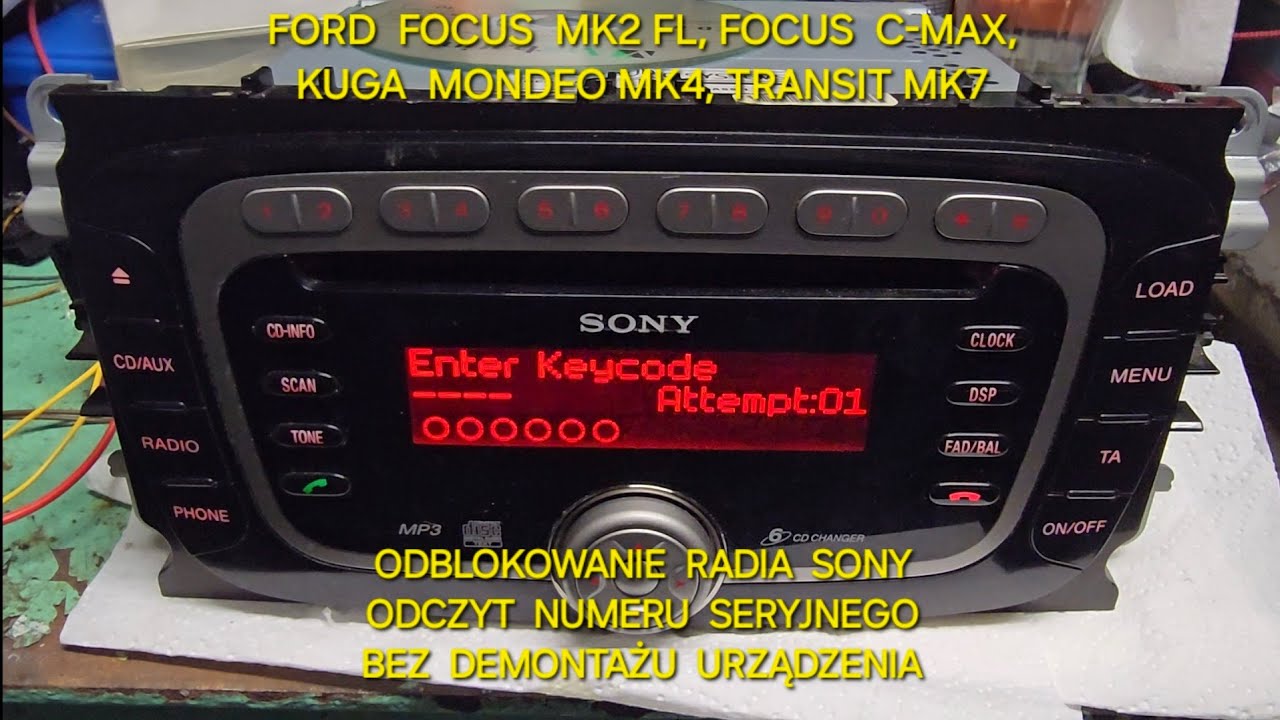 Odblokowanie kodu radia #Ford Focus Kuga Numer seryjny bez wyjmowania radia #Radio SONY #Code Unlock