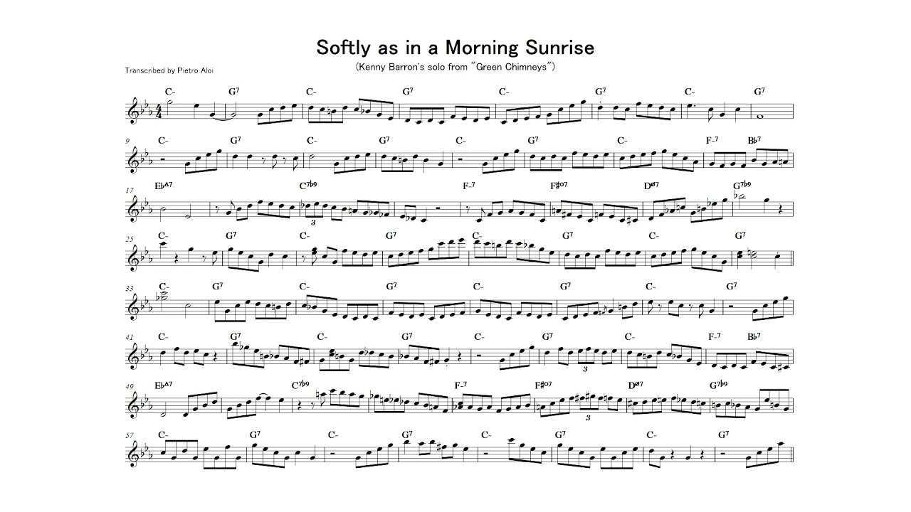 Softly as in a Morning Sunrise - Kenny Barron transcription