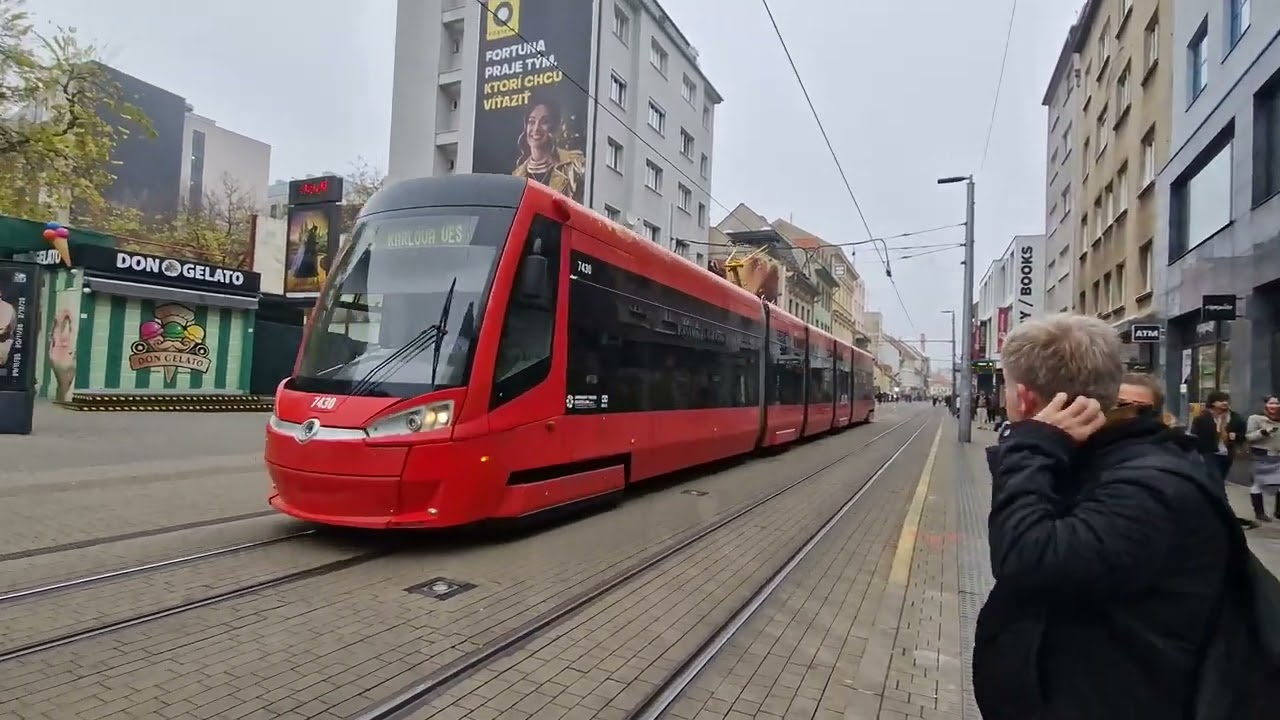 A winter walk in Bratislava and watching a very fine public transport at work