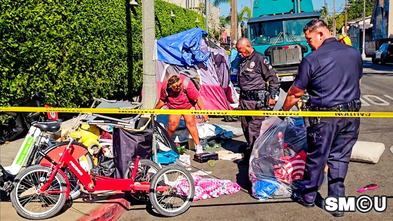 𝗥𝗜𝗡𝗦𝗘 & 𝗥𝗘𝗣𝗘𝗔𝗧: Crews Clear Venice Encampment, Tents Reappear Hours Later